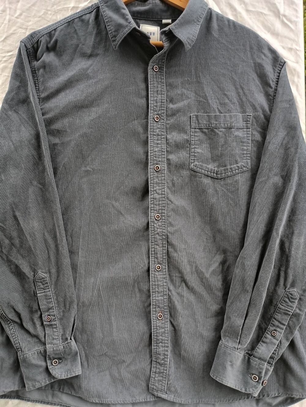 ROWM Shirt Mens XL Corduroy Long Sleeve Button Down mens shirt Gray